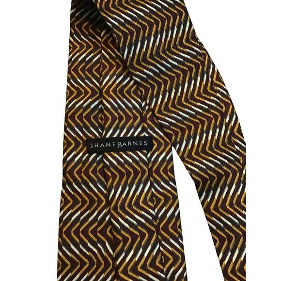 5/$10 Jhane Barnes Men's Silk Tie 58" Brown Orange NWOT - Picture 3 of 6